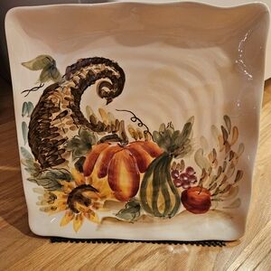Autumn Harvest Square Ceramic Plate